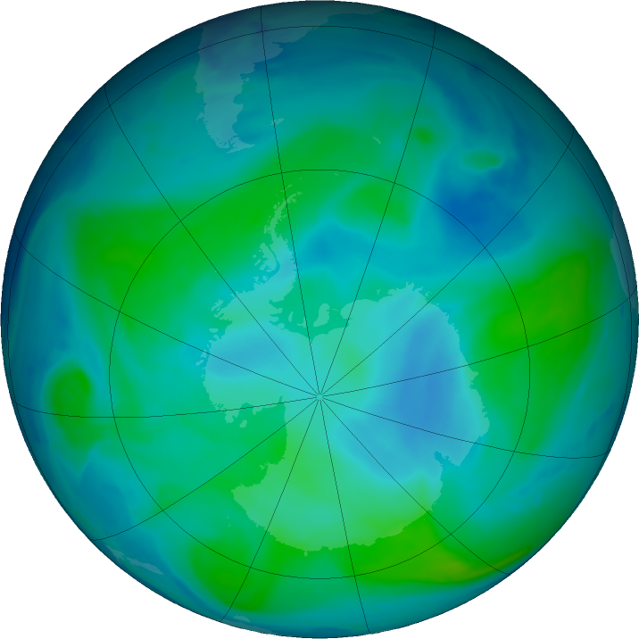 Antarctic ozone map for 09 February 2024